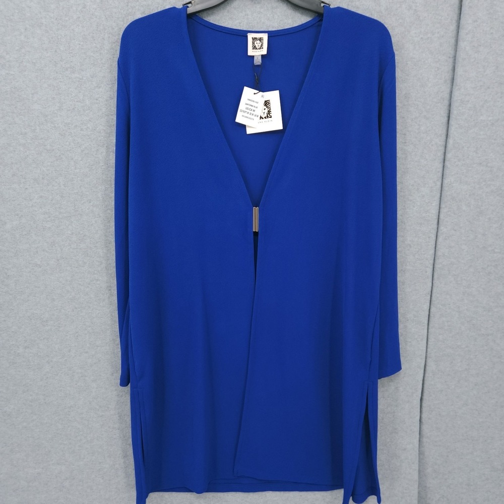 Anne Klein‎ Front Clasp Textured Blue Long Sleeve Cardigan Womens Size XL NWT